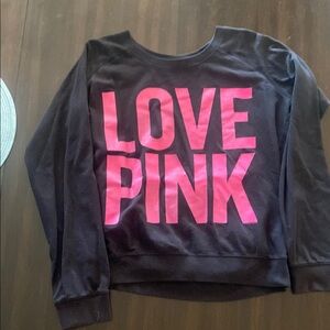 Victoria's Secret Black Top with Pink Text